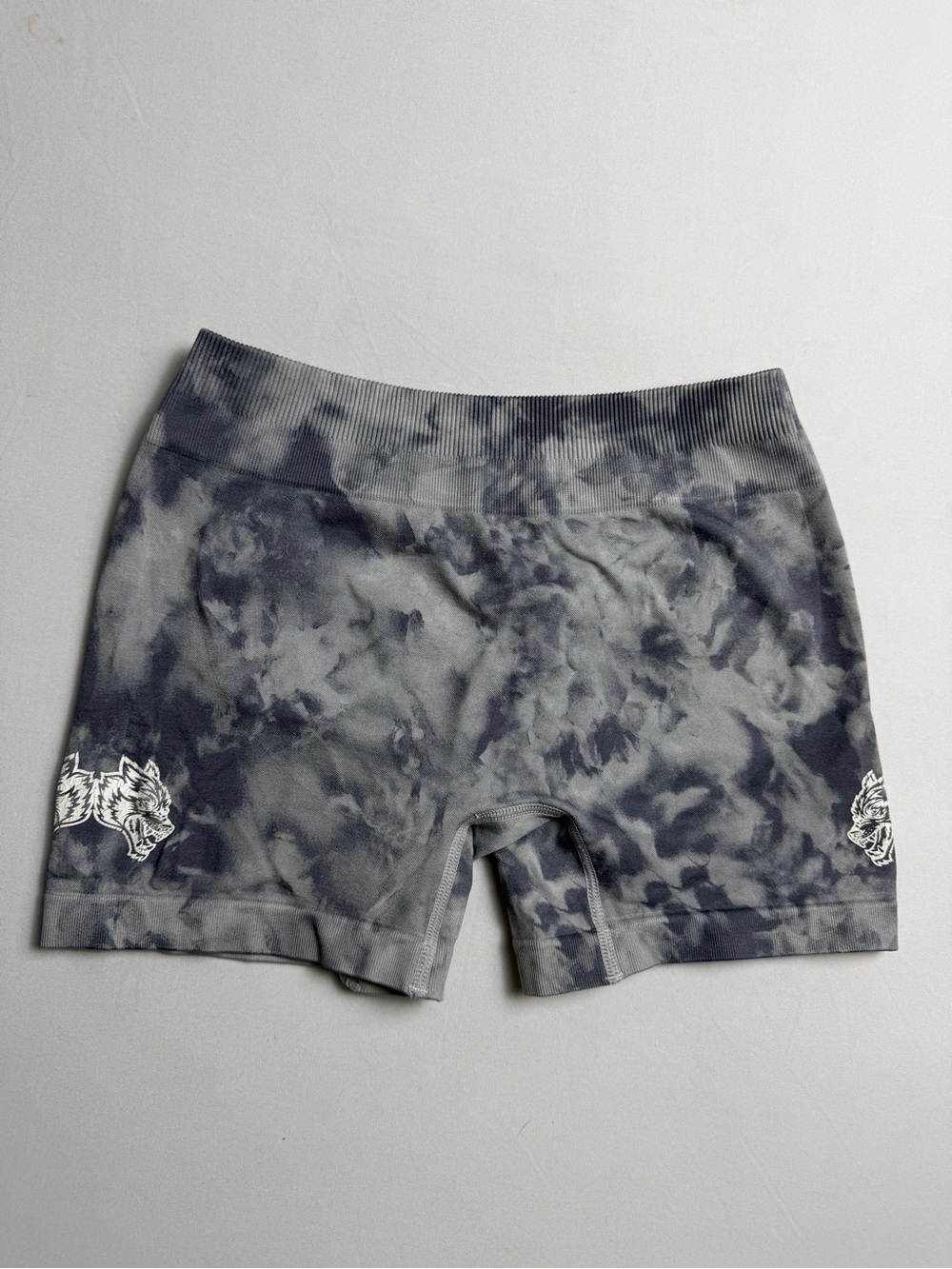 DARC SPORT SHE Gray blue Tie-Dye Athletic Shorts with Wolf Logo small